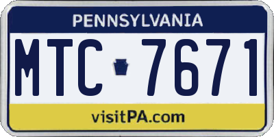 PA license plate MTC7671
