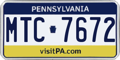 PA license plate MTC7672