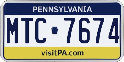 PA license plate MTC7674