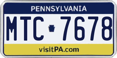 PA license plate MTC7678
