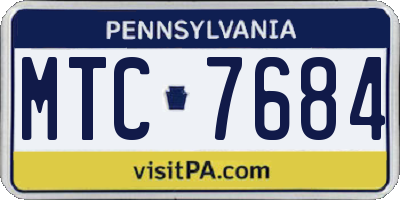 PA license plate MTC7684