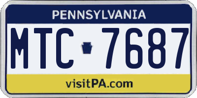 PA license plate MTC7687