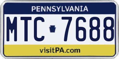 PA license plate MTC7688