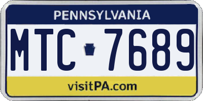 PA license plate MTC7689
