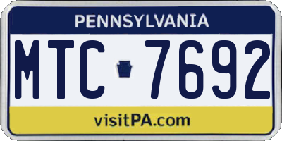 PA license plate MTC7692