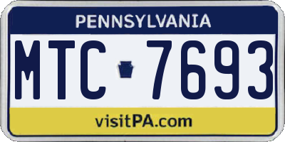 PA license plate MTC7693