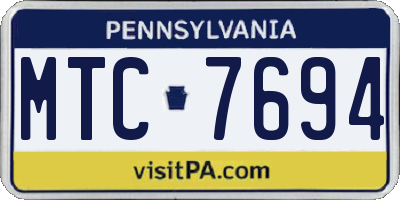 PA license plate MTC7694