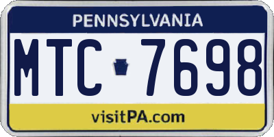 PA license plate MTC7698