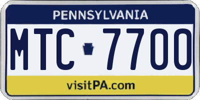 PA license plate MTC7700