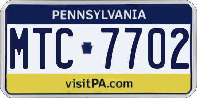 PA license plate MTC7702