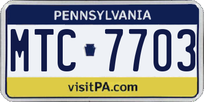 PA license plate MTC7703