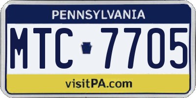 PA license plate MTC7705