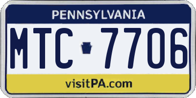 PA license plate MTC7706