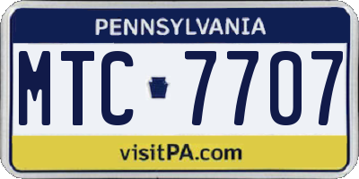 PA license plate MTC7707