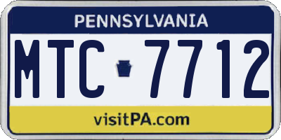 PA license plate MTC7712