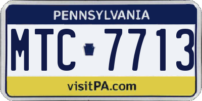 PA license plate MTC7713