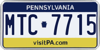 PA license plate MTC7715