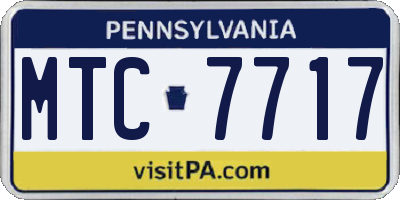 PA license plate MTC7717