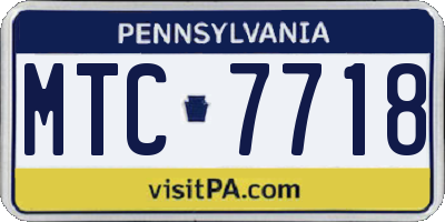 PA license plate MTC7718