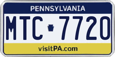 PA license plate MTC7720