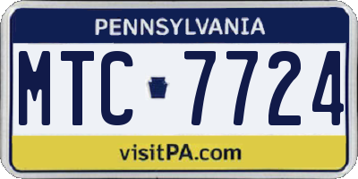 PA license plate MTC7724