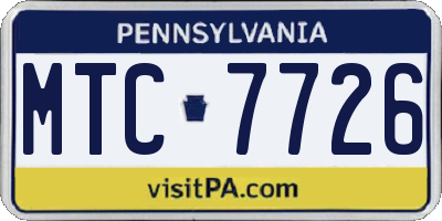 PA license plate MTC7726