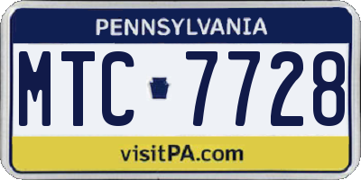 PA license plate MTC7728