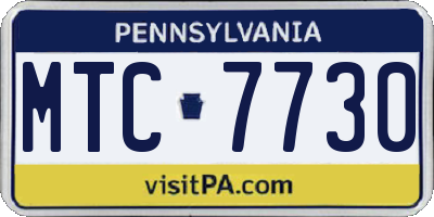 PA license plate MTC7730