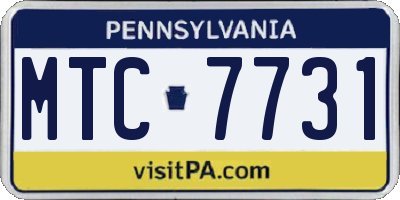 PA license plate MTC7731