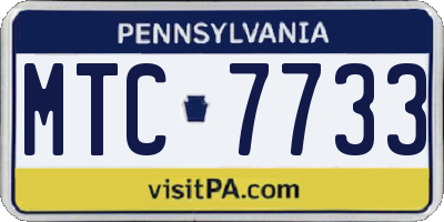 PA license plate MTC7733