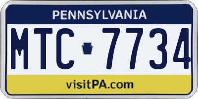 PA license plate MTC7734