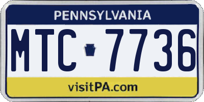 PA license plate MTC7736