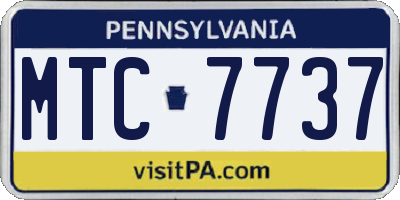 PA license plate MTC7737