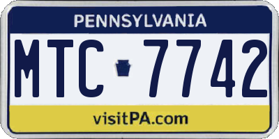 PA license plate MTC7742