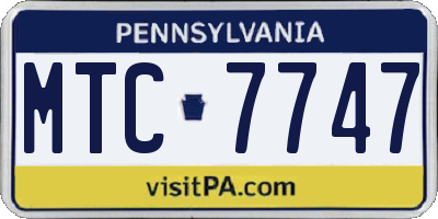 PA license plate MTC7747