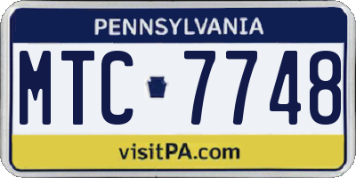 PA license plate MTC7748