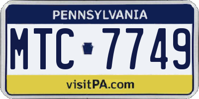 PA license plate MTC7749