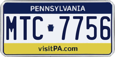 PA license plate MTC7756