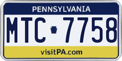 PA license plate MTC7758