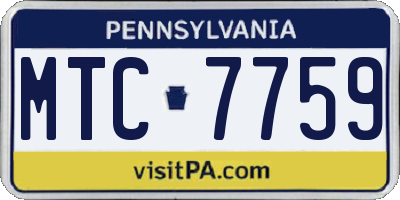 PA license plate MTC7759