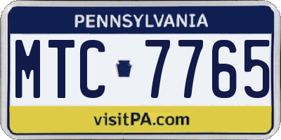 PA license plate MTC7765