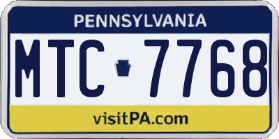 PA license plate MTC7768