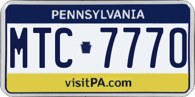 PA license plate MTC7770
