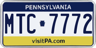 PA license plate MTC7772