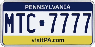 PA license plate MTC7777