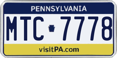 PA license plate MTC7778