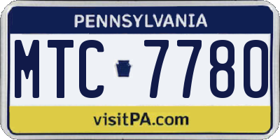 PA license plate MTC7780