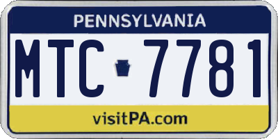 PA license plate MTC7781
