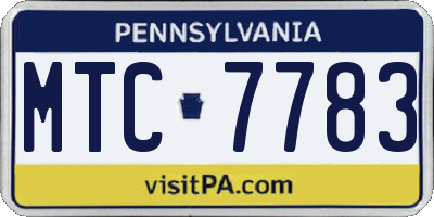 PA license plate MTC7783