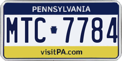PA license plate MTC7784